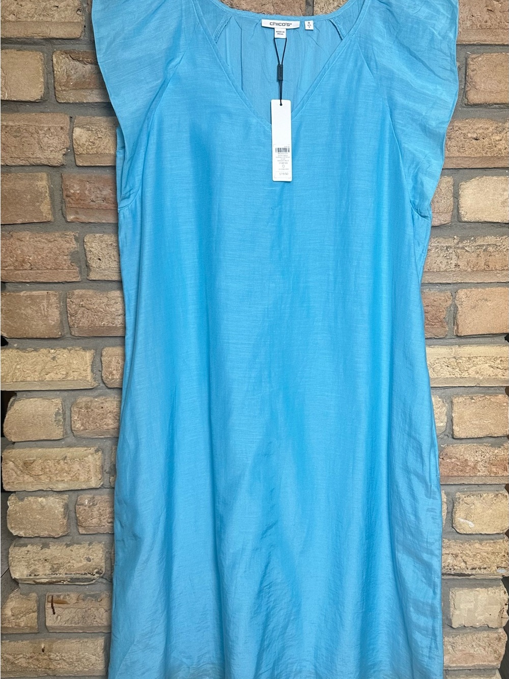 NWT Chico's Popover Flutter Sleeve Dress in Paradiso Blue